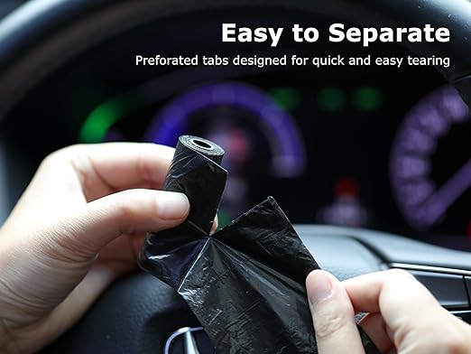 Ginsco 0.8 Gallons Disposable Trash Bags for Mini Car Trash Can, Portable Small Car Garbage Bags, Cars Accessories, Mini Trash Bags, Plastic Trash Bag for Cars/Home/Office (4 Rolls/60 Counts) Black