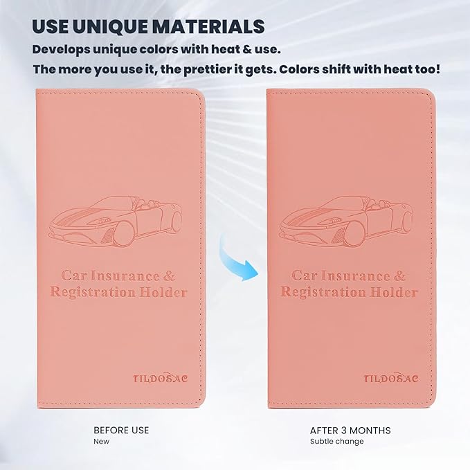Car Registration & Insurance Card Holder Leather Auto Glove Box Organizer Document Wallet with Magnetic Shut