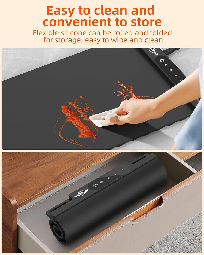 Electric Warming Mat for Food - Full Surface Fast Heating Silicone Tray with 3-Level Temperature, Auto-Off, Raised Feet for Table Protection, Versatile Warmer for Gatherings, Parties, Buffets, Black