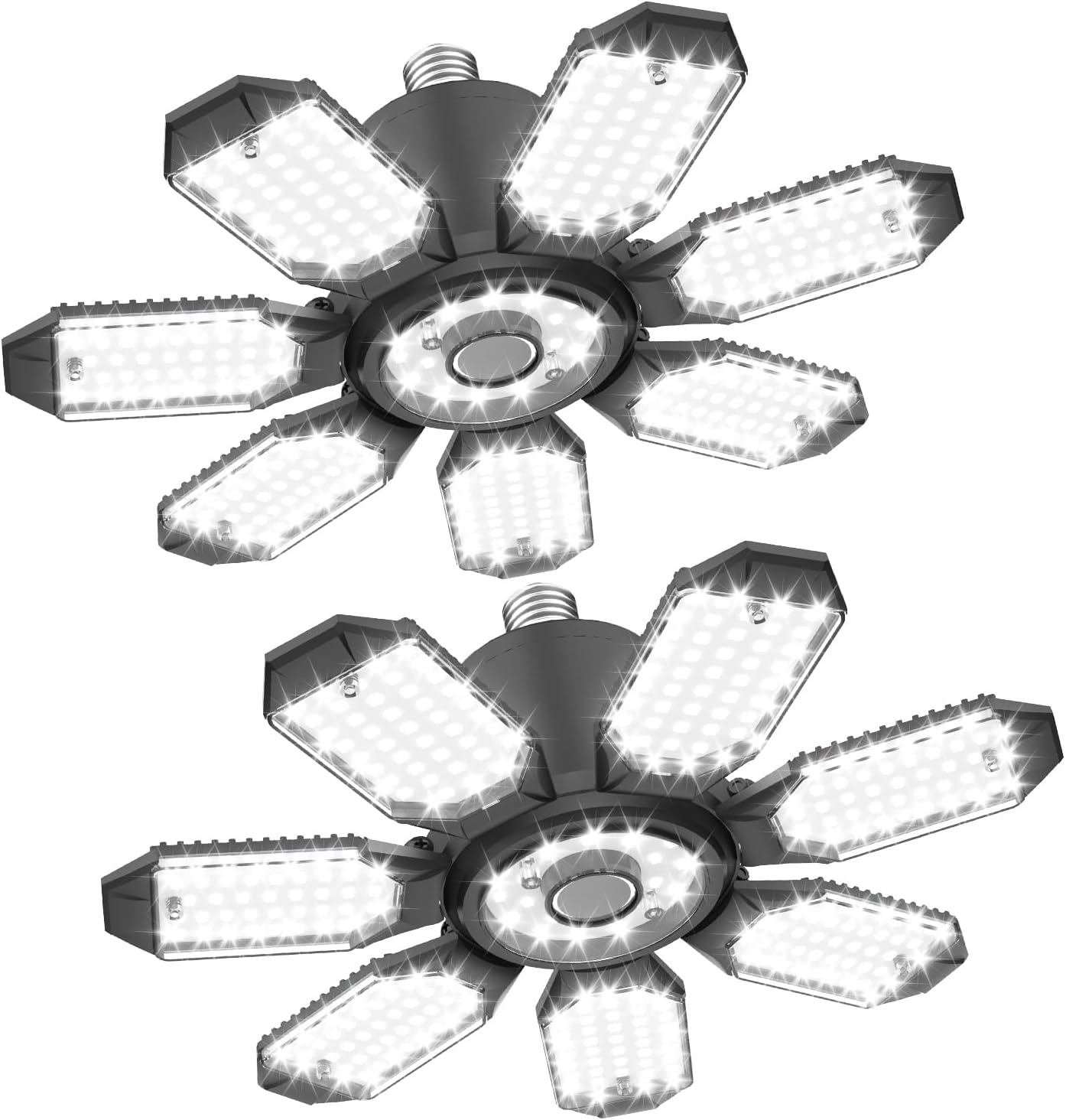 TANBABY Garage Lights, 250W Deformable Ceiling LED Shop Lights, 20000LM LED Light 6500K Garage Lighting 7+1 Adjustable Panels Bulb