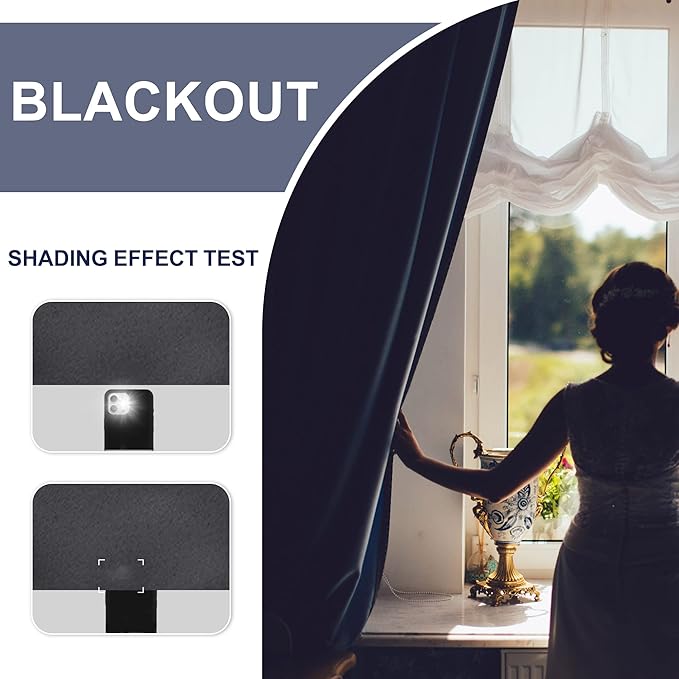 JIUZHEN Short Blackout Curtains for Small Window - Cafe Room Darkening Privacy Energy Saving Window Curtains Tiers for Bathroom,Kitchen, W 52 x L 36, Set of 2 Panels with Tiebacks,Dark Grey