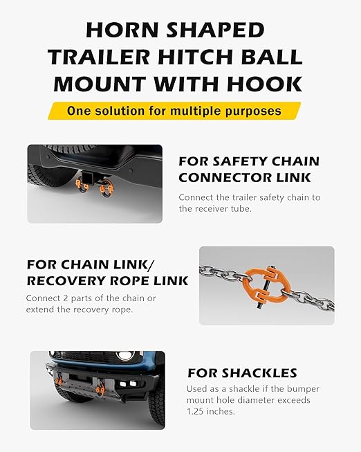 1/2 Safety Chain Connector Link, 2pack Hammerlock Coupling Link for Trailer Chains Connect, Drop Forged Steel Tow Hitch Safety Chain Connector Link, Orange