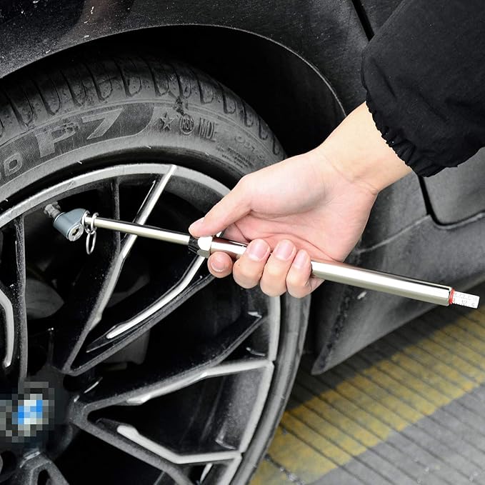 MEANLIN MEASURE Silver Double Straight Type Tire Pressure Gauge，Dual Head Air Pressure Gauge，Pressure Range 10-160 Psi(Suitable for Trucks, etc.