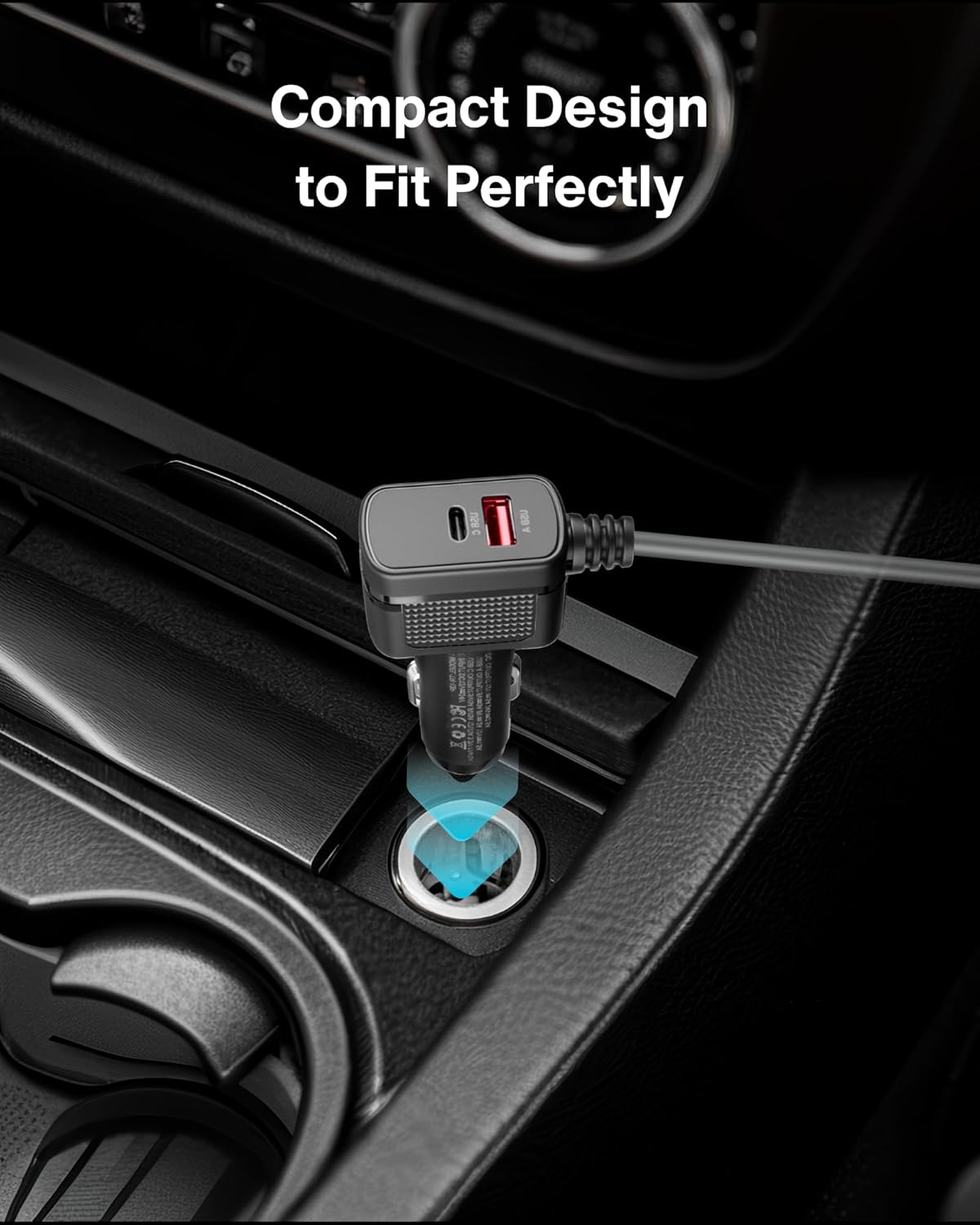 Car Charger Cable for Starlink Mini 10FT with Display - 12-24V Cigarette Lighter to DC Power Cable, 60W DC + 33W Dual USB-C/USB-A Adapter for Trucks, RVs & Boats, 18AWG Cord with Voltage Monitoring