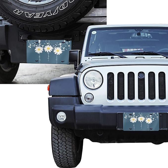 Front License Plate Faith Hope Love Vanity Plates Aluminum Metal Decorative Car Tag Daisy Novelty License Plate Cover for Men Women ‎6 * 12 in (4 Holes)