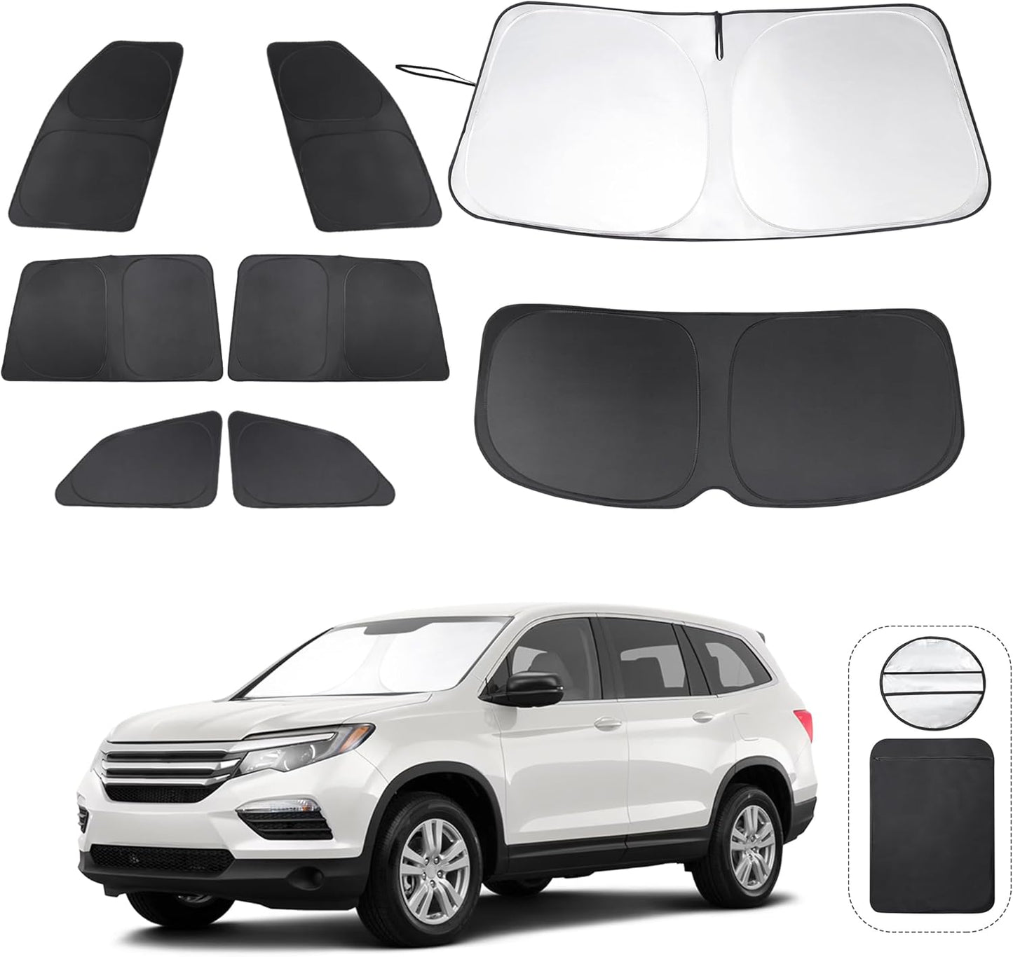 TINGLU Window Shades for Honda Pilot 2016-2025 EX-L Special Edition Elite Black Edition Touring Accessories Car Side Full Windows Rear Windshield Sun Shade Camping Sun UV Rays Privacy Protection 8PCS