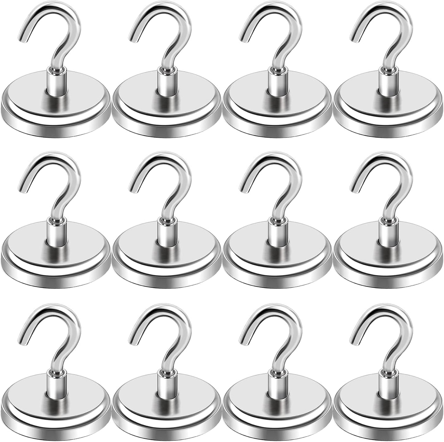 LOVIMAG 100LBS Heavy Duty Magnetic Hooks, Strong Neodymium Magnet Hooks for Hanging, Rare Earth Magnets with Hooks for Locker Accessories, Kitchen, Classroom, Office, Ceiling,Cruise Cabins, etc-12pcs