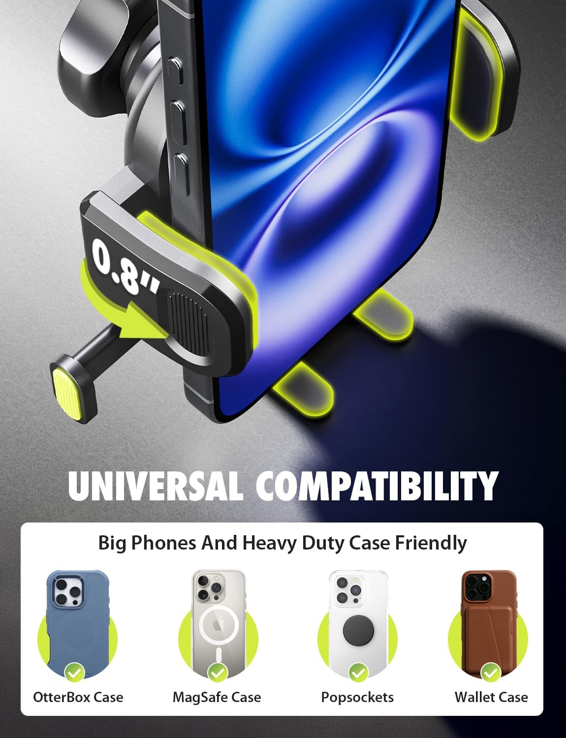 Bracketron Easy OneClick Cell Phone Holders for Your Car, Universal Car Mount Suction Cup for Dashboard Windshield Air Vent Truck Stand, for iPhone Samsung Google, All Smartphones & Car Models, Black