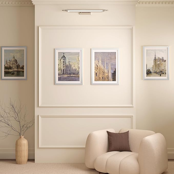 KINLINK 12x16 Picture Frame Silver, Wooden 16x12 Photo Frames with Plexiglass for 11x14 Picture with Mat or 12x16 Without Mat, Perfect for Art Wall and Tabletop Display 12 x 16 frame Set of 4