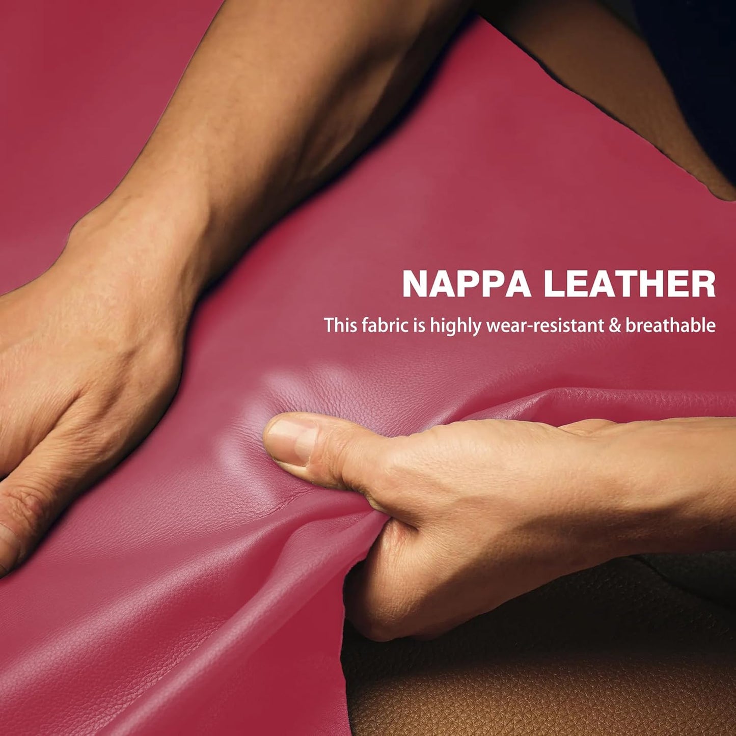 【2025 Model】 Breathable Soft Leather Car Steering Wheel Cover for Men Women, Non-Slip, Comfortable,Universal 15 inches Steering Wheels, Red