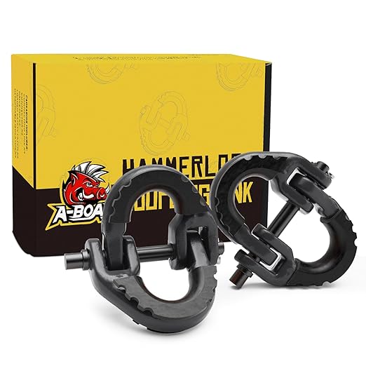 1/2 Safety Chain Connector Link, 2pack Hammerlock Coupling Link for Trailer Chains Connect, Drop Forged Steel Tow Hitch Safety Chain Connector Link, Black
