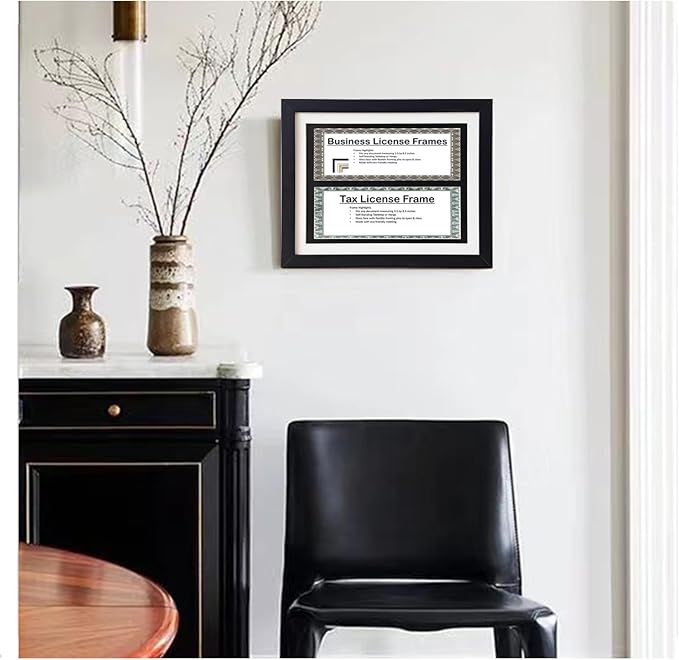 Gallery Business License Frame Work,Double Business License Frame,with 3"X8.5"pads,additional suspension hardware and desktop painting racks,display panoramic picture certificate or retail license.