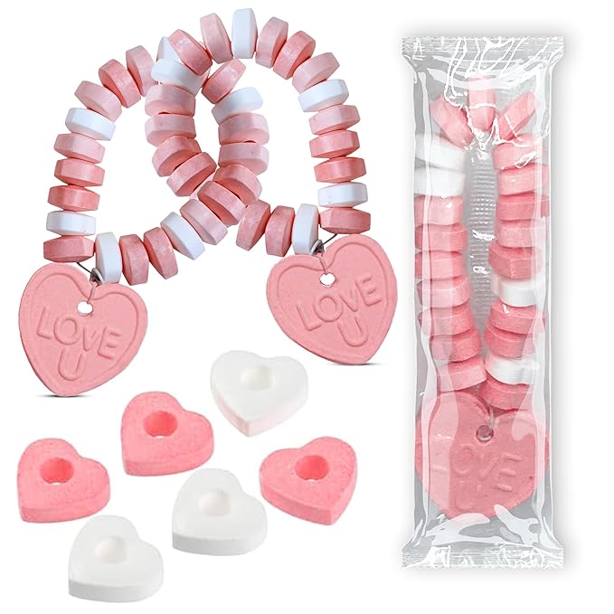 24 Heart Candy Bracelets - 15g Candy Bracelet Individually Wrapped - Heart Shaped Candy - Great for Candy Bags and Party Favors