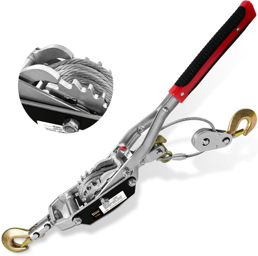 Come Along Winch 5T Pulling Capacity 11.5FT Steel Cable 3 Hooks Heavy Duty Power Cable Come Along Tool with Dual Gears Automotive Hoist Cable Puller Ideal for Vehicle Rescue