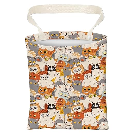 Car Trash Can, Cute Car Trash Bag, Hanging Car Organizer and Storage Bag, Trash Bin for Car Accessories, Vehicle, Travelling, Camping Cute Colorful Cats