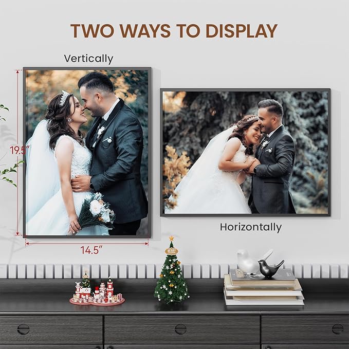 Heimlove 15x18 Metal Picture Frame,Black Aluminum Photo Frames-Real Tempered Glass,Wall Gallery Poster Puzzles Artwork frame Mounting Horizontally or Vertically Decor for Wall-1Pack