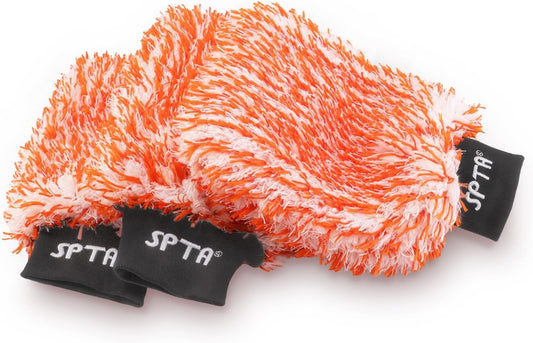 SPTA Microfiber Car Wash Mitt, 3Pcs Sponge Glove Wrapped in Soft, Plush Fiber Cloth Material, Safe Washing with Any Soap, Bucket, Foam Gun, Foam Cannon, Other Cleaning Supplies - MFICWMT