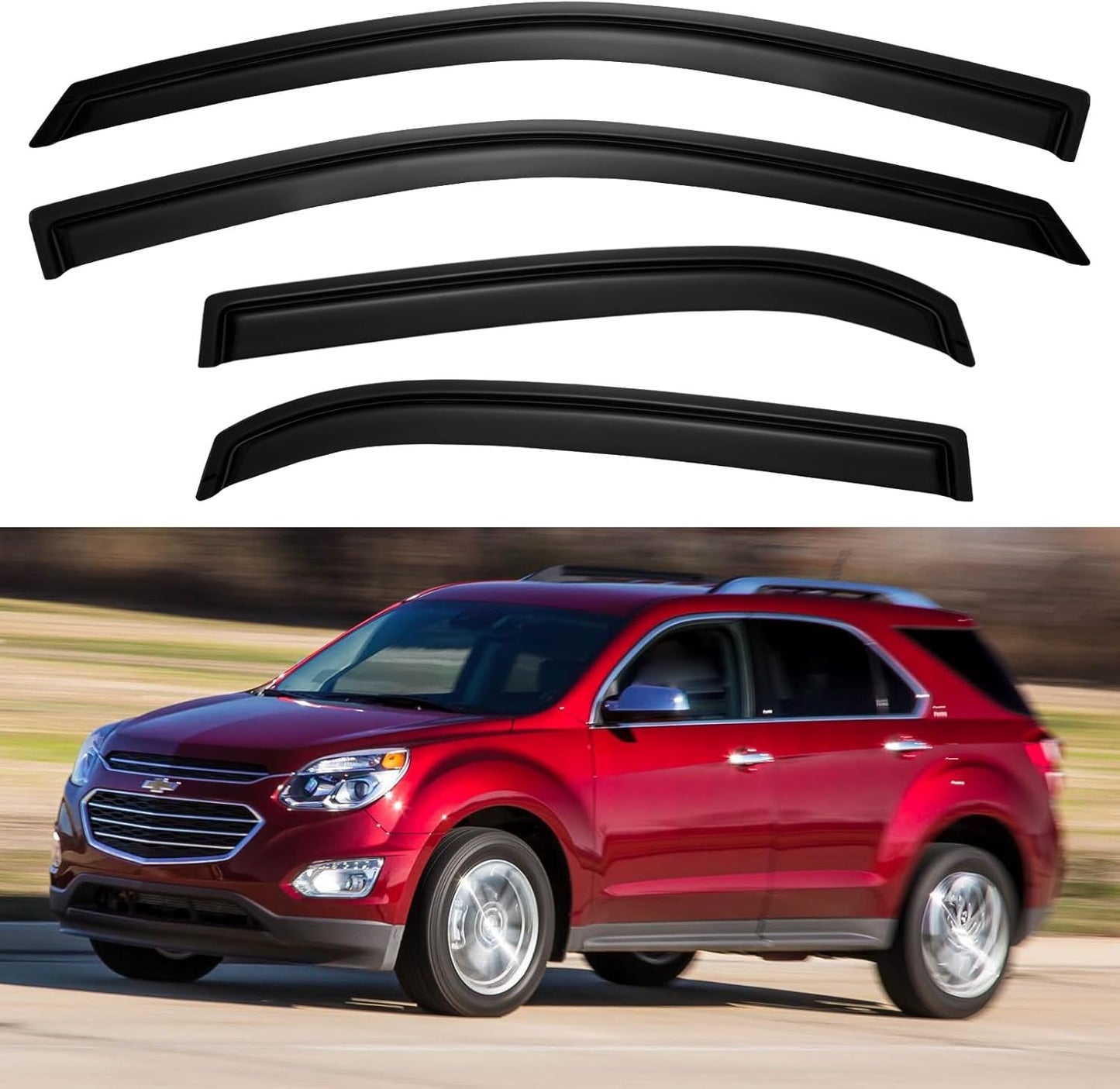 Window Visors Rain Guards for 2010 2011 2012 2013 2014 2015 2016 2017 Chevy Equinox, Out-Channel Window Vent Wind Deflectors Visors Shades for 10-17 Equinox