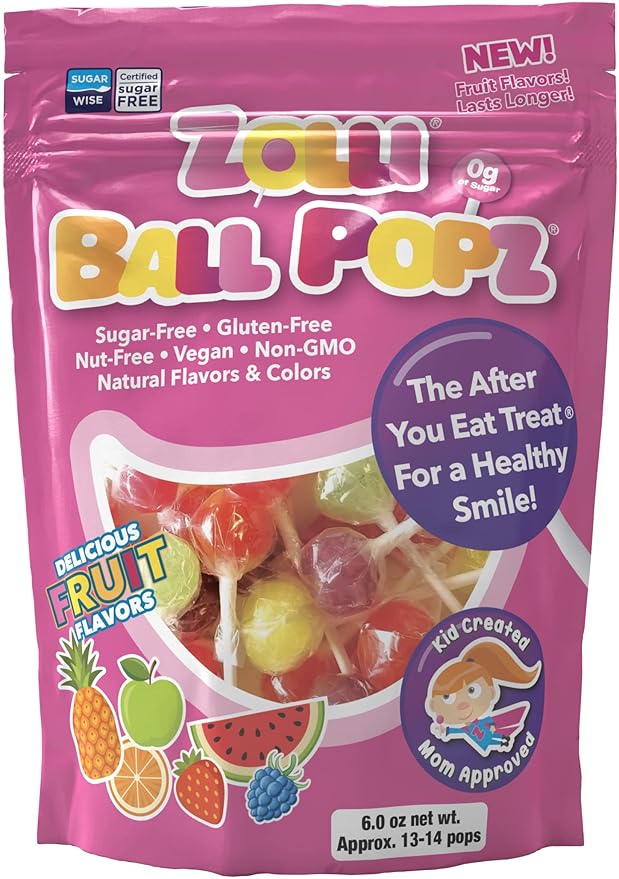 Zollipops Zolli Ball Popz Lollipops Clean Teeth, Natural Fruit, 6oz