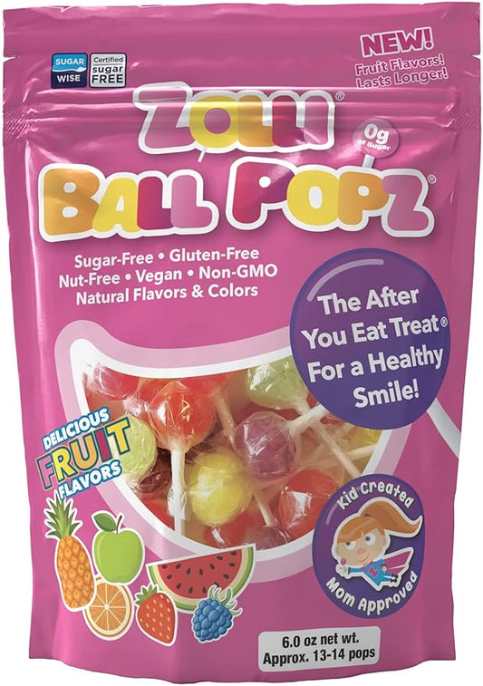 Zollipops Zolli Ball Popz Lollipops Clean Teeth, Natural Fruit, 6oz