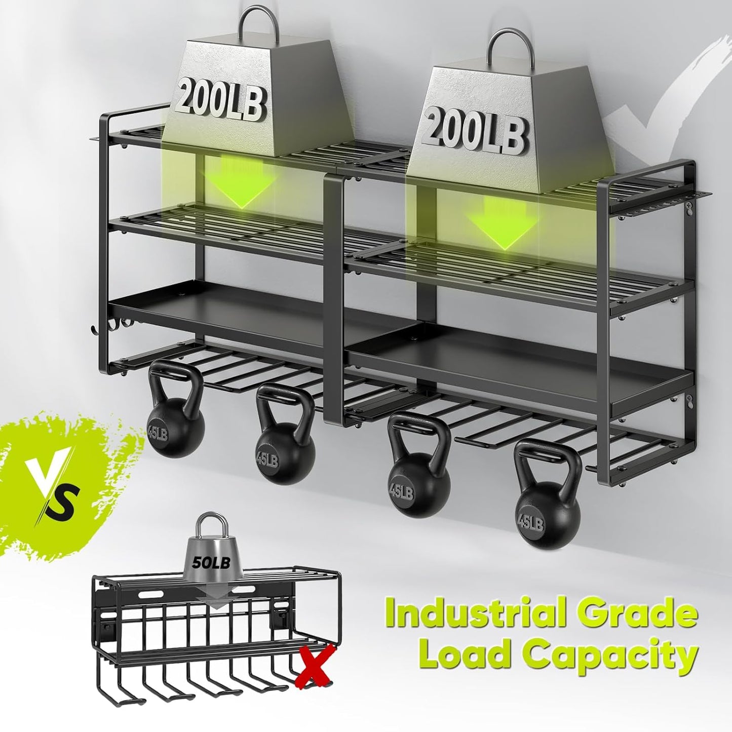 33" W Large Power Tool Organizer Wall Mount Loads 400 lbs, Heavy Duty 8 Drills Holder, 4-Tier Cordless Tool Battery Storage Shelf, Utility Racks for Garage Workshop Shed, Gifts for Men Husband