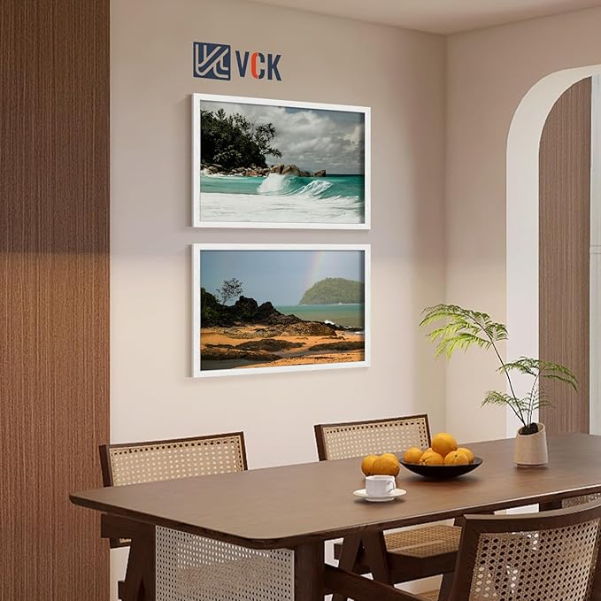 VCK 27x40 Poster Frames white Set of 6, Wide Border Wood Picture Frame, Multi-Directional Display Family Photos, Office Prints, Studio/Gallery Art, Woodgrain Series, Wall Hanging