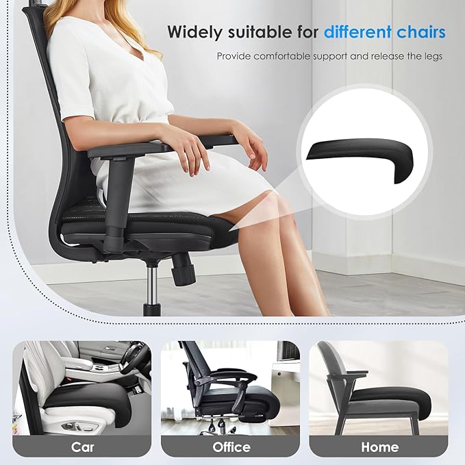FLORICH Car Seat Extender Leg Extender Support Cushion for Driver Seats Office Chair, Leather Carseat Leg Support for Long Drivers Universal Car Seat Cushion Legs Rest Pads-Dark Black