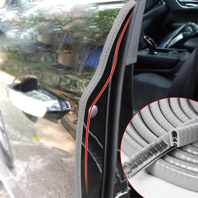 MYFAMIREA 66Ft(20.2M) Long Car Door Edge Guards, U Shape Edge Trim Rubber Seal Protector Car Door Protection Anti-Collision Rubber Clips Easy to Cut No Need Adhesive Fit for Most Vehicles| Grey