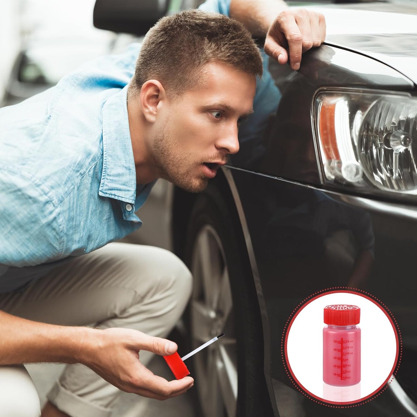 Mumufy 60 Pcs Touch up Paint Bottles with Brush and Lid Empty Touch up Bottle with Mixing Balls 2 oz Fluid Capacity Leftover Paint Container for Car Scratches Repair (Red)