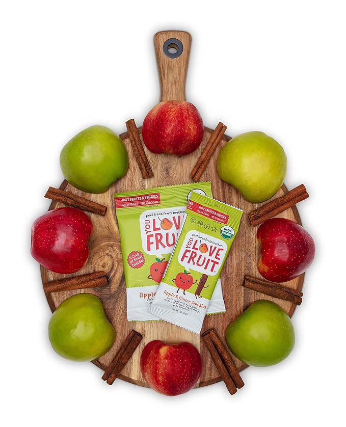 YOU LOVE FRUIT - APPLE & CINNA-SIDEKICK All Natural Fruit Snacks, Healthy Snack Pack, Real Fruit! Gluten Free, Non GMO, Vegan, Low Carb, Low Fat, Kosher, Variety Pack, Great For Adding To Gift Box, 1.0 oz (Pack of 12)