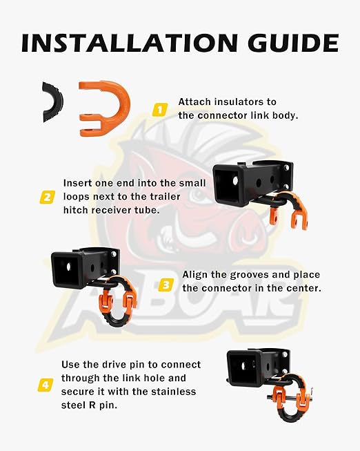 1/2 Safety Chain Connector Link, 2pack Hammerlock Coupling Link for Trailer Chains Connect, Drop Forged Steel Tow Hitch Safety Chain Connector Link, Orange