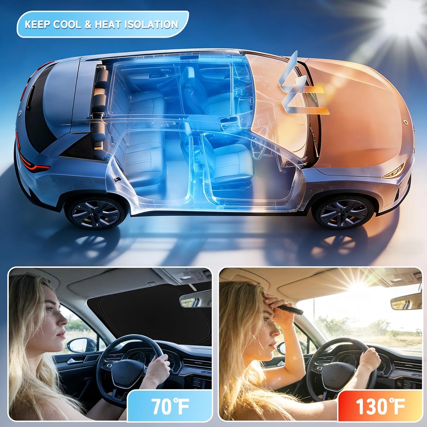 Custom Fit Windshield Sun Shade for VW Tiguan 2018-2025, Blocks UV & Heat, Front Window Sunshade Accessories, Easy Fold & Store Keep Your Car Cooler