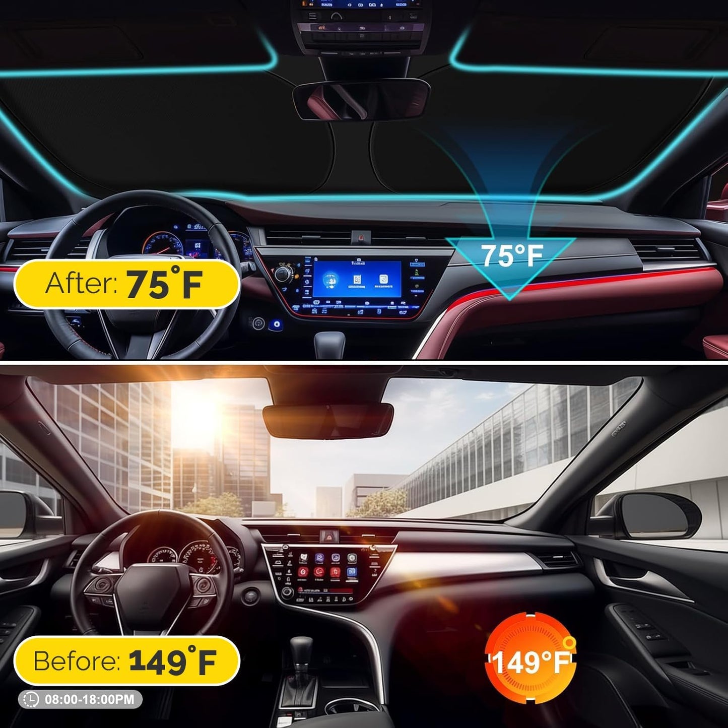 Car Windshield Sun Shade Compatible with 2020 2021 2022 2023 2024 2025 Toyota Highlander Accessories Sunshade Custom for Highlander L LE XLE Limited Platinum Windshield Sun Visor