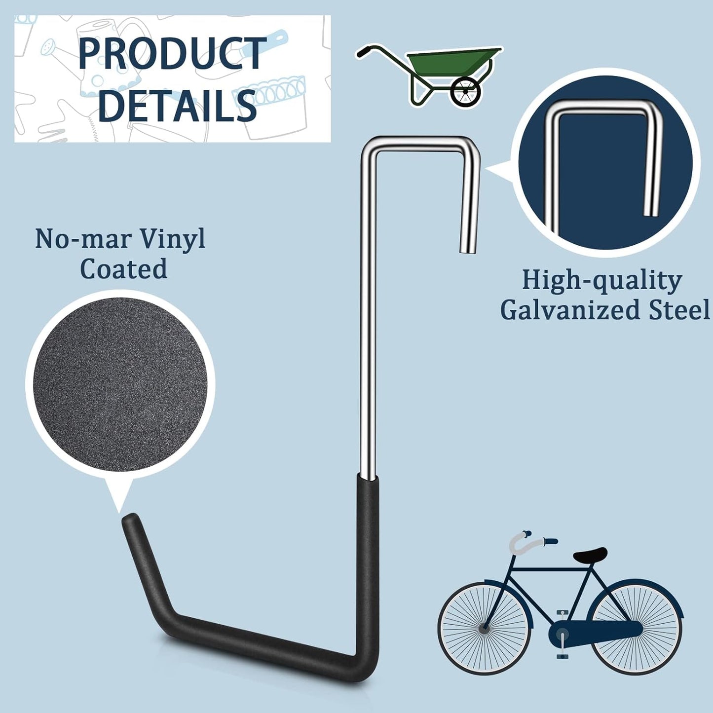 18 Pack Heavy Duty Rafter Hooks for Hanging Vinyl Coated Large S Hooks for Hanging Ladder Bike Hangers Garage Storage Organizer Black