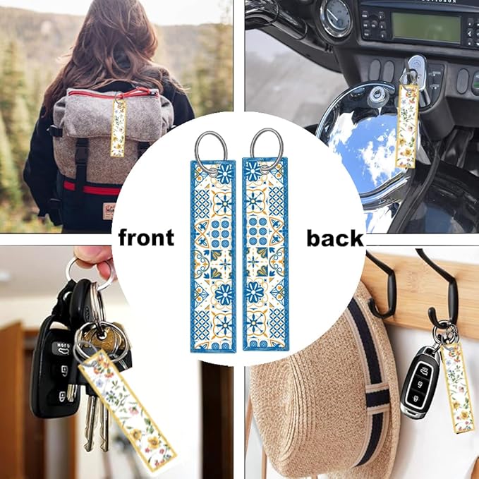 1pcs Vintage European Mediterranean Style Blue and White License Plate Frame for Women, Spanish Style car Decorative tag Frames Girly,Italian Mediterranean License Plate Cover Holder with Keychain tag