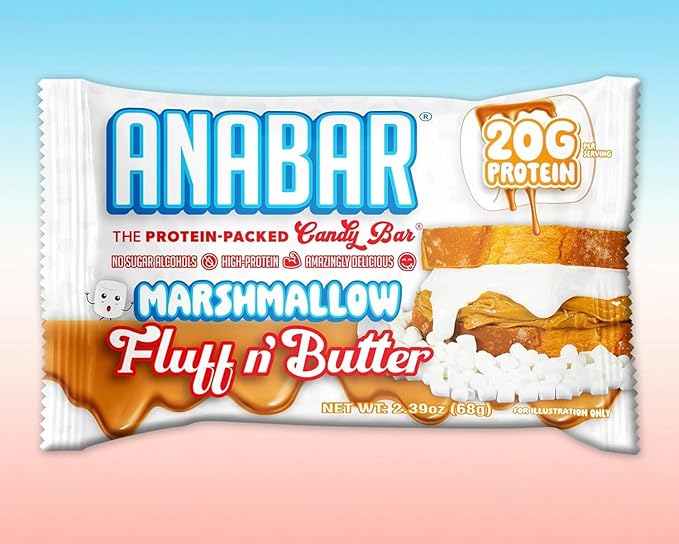 Anabar Protein Bar, The Protein-Packed Candy Bar, Amazing Tasting Protein Bar, No Sugar Alcohols, High Protein, Amazingly Delicious, 20 Grams of Protein (12 Bars, Marshmallow Peanut Butter)