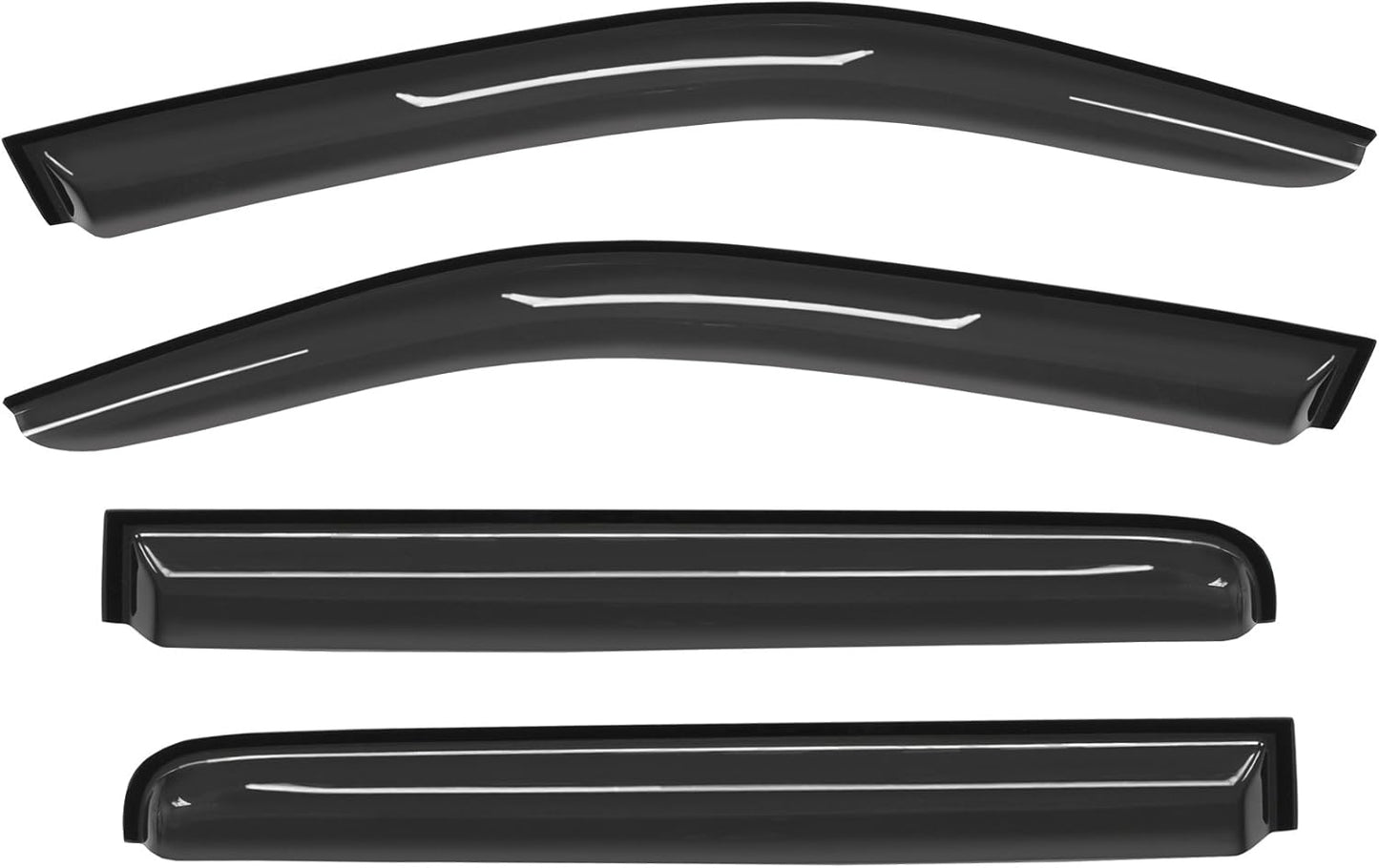 Smoke Window Visors Compatible with 2005-2016 Nissan Frontier Crew Cab 4 Full Size Doors Sun/Rain Guards Wind Deflectors 4pc