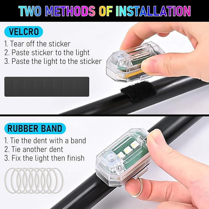 Upgraded Wireless & Rechargeable Anti-Collision LED Lights with Remote Control – Ultra-Bright,Adjustable Lighting for Motorcycle,Bicycles,Drone,e-Scooter,Cars,Safety Light for Enhanced Visibility