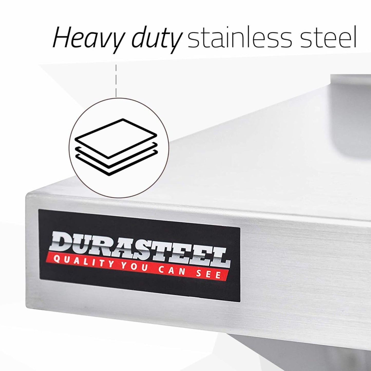 DuraSteel Stainless Steel Wall Shelf - 48" Wide x 12" Deep Commercial Grade - NSF Certified - Industrial Appliance Equipment (Restaurant, Bar, Home, Kitchen, Laundry, Garage and Utility Room)