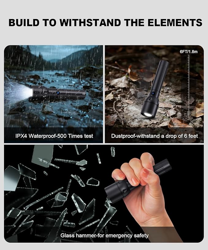USB C Flashlight High Lumens Rechargeable 12Packs-800L Small Bright Flash Light with 12H Long Life,5 Modes,Zoomable,Pocket Powerful LED Tactical Flashlights for Home Emergency Camping Outdoor Rescue