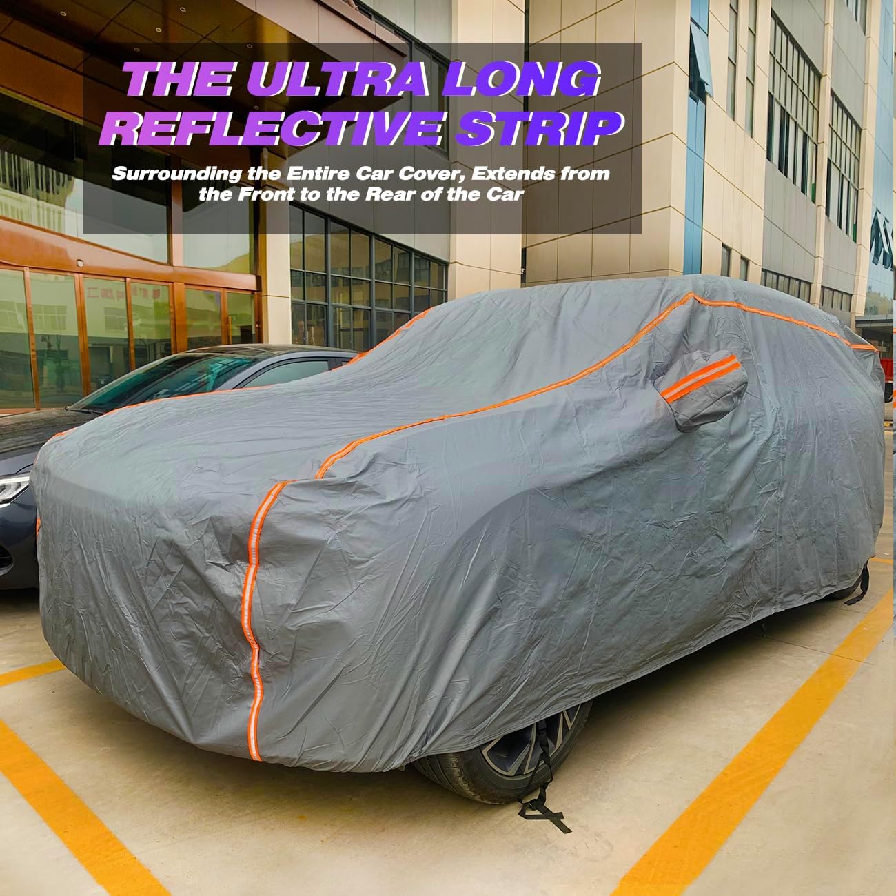 KEYOOG Universal Waterproof Heavy Weight Full Car Covers, Fit Sedan, All Weather, Outdoor Full Cover Weatherproof UV Sun Protection Snow Dust Storm Resistant with PEVA Cotton, for Cars Up to 198"