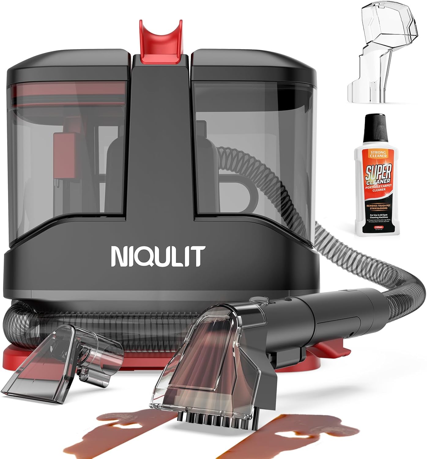 Portable Carpet & Upholstery Cleaner Machine, 15Kpa Strong Suction Spot Cleaner for Sofa, Car Seats, Pet Stains, Rugs – Deep Cleaning with Dual Brush Heads & Self-Cleaning System