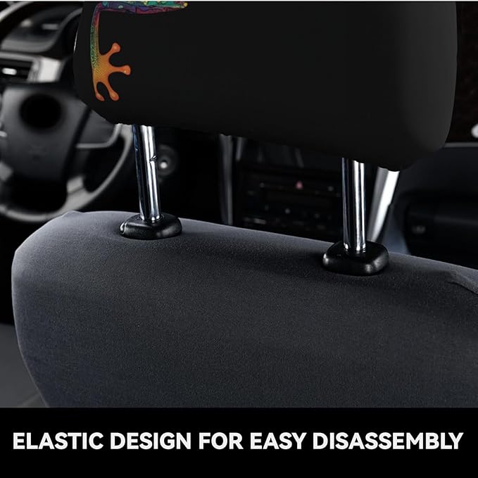Dujiea 2 Pack Boho Frog Car Headrest Covers, Universal Soft Car Seat Head Rest Protector, Vehicle Accessories Fabric Headrest Cover for Cars, Vans, Trucks