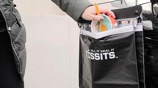 Tossits Recycled Disposable Car Trash Bags ??Leakproof, Smell Proof Hanging Garbage Bags for Car, Truck, SUV, RV & Vehicle ??Black, 21 Count Disposable Automotive Trash Bags