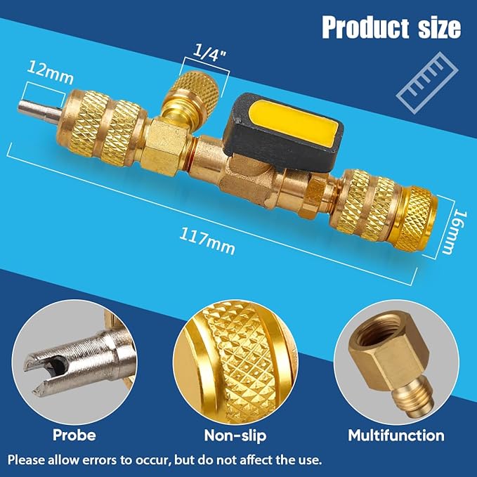 Valve Core Remover Tool - Dual Size SAE 1/4 & 5/16 Port Valve Core Remover/Installer Exclusive for Home HVAC (R22 R12 R407 R32 R404 R410A R600 Compatible, Not for A/C Use) with 20 PCS Valve Cores
