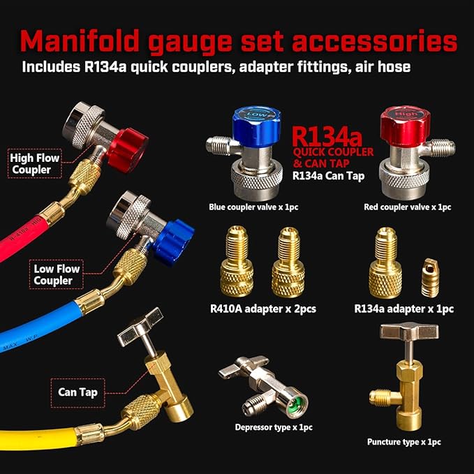 XtremepowerUS Vacuum Pump R134a R22 R32 R410A A/C Refrigeration with Manifold Gauge Can Tap Set Carrying Bag (Gen2, 3.5 CFM)