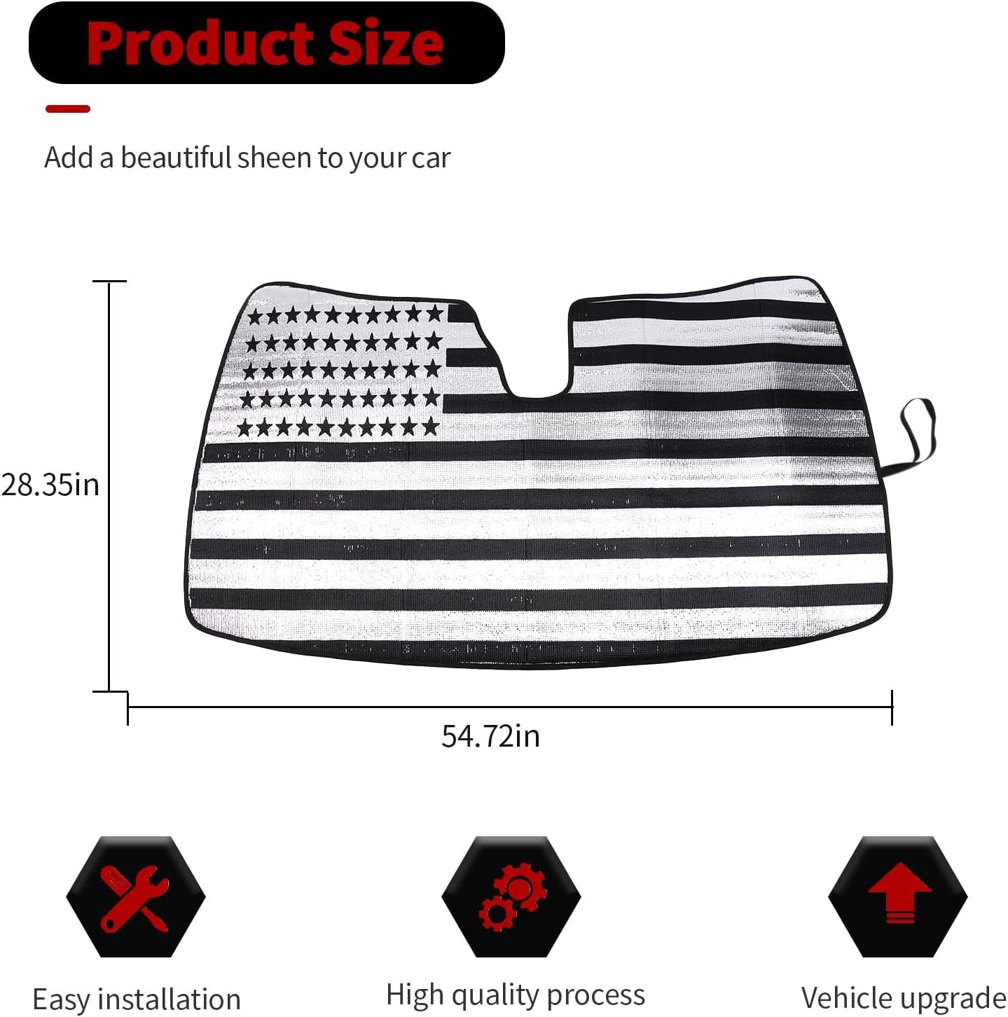 RT-TCZ Windshield Sunshade Sun Shade Heat Shield Window Sun Visor Mat for Dodge Durango 2011-2024,US Flag