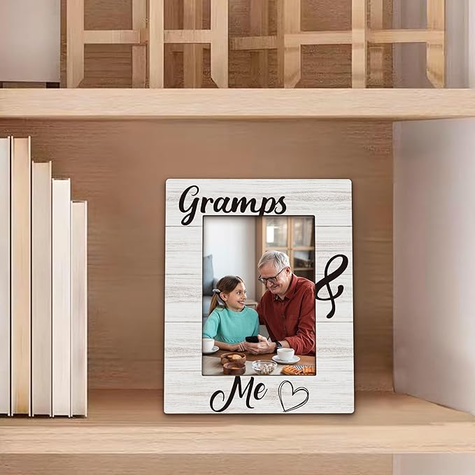 Gramps Gifts Picture Frame 5x7, Grandpa Photo Frame, Christmas Fathers Day Birthday Gifts for Grandpa from Grandkids, Gramps and Me Wooden Picture Photo Frames for Desk Home Room Decor
