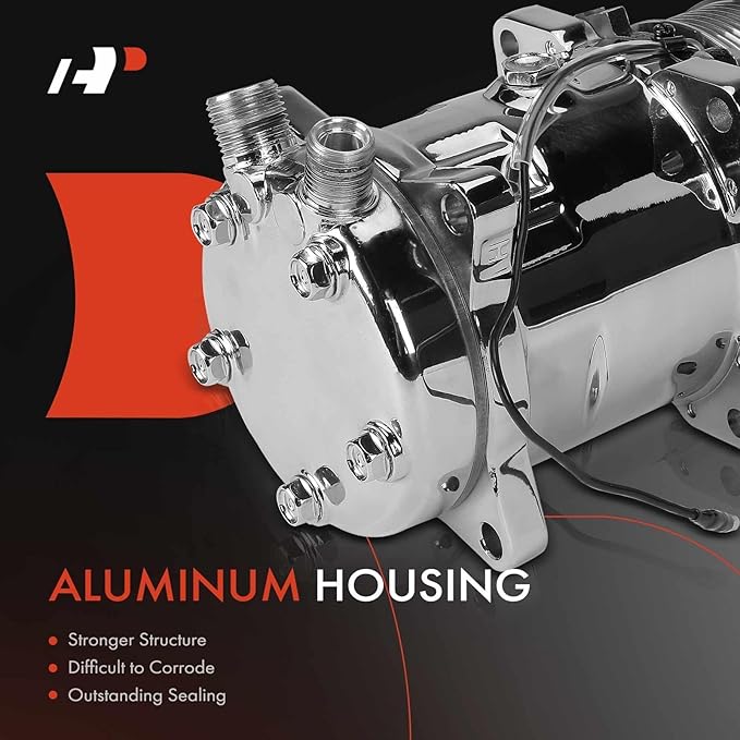 A-Premium Fit for Sanden 508 8PK Style, Universal A/C Compressor with Clutch, 8 Groove Serpentine Belt, Chrome Plated Aluminum Housing