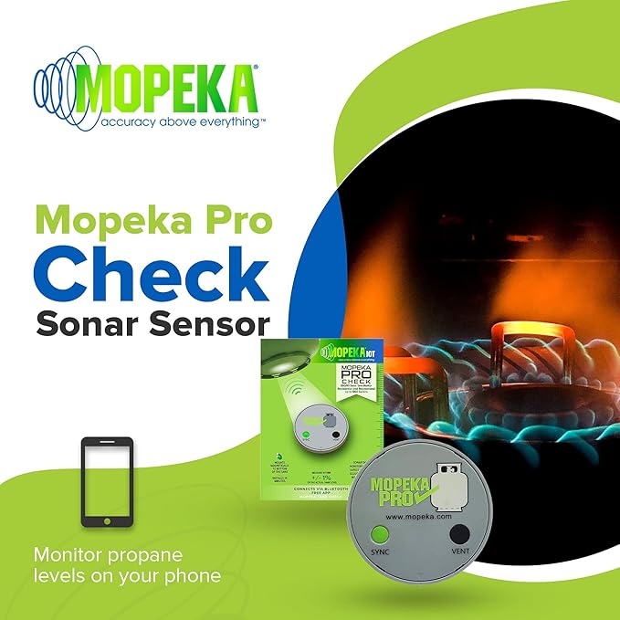 Mopeka Pro Check Bundle - 2 Pro Check Sensors, 1 LED Display, 2 Tank Halos - Wireless Propane Gauge for your Dual RV Tanks - Monitor Propane Levels Inside your RV on the LED Display or App